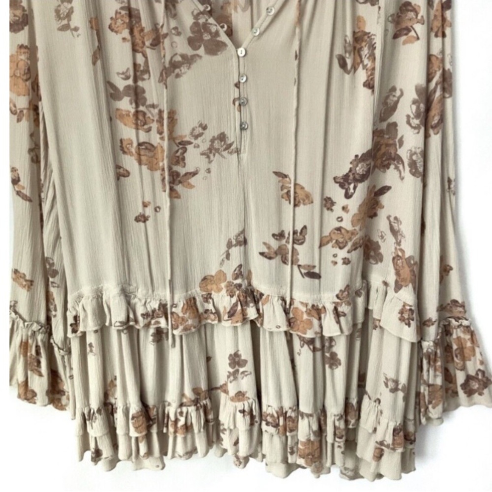 Boho Cream Floral Ruffle Mini Dress - Picture 3 of 7